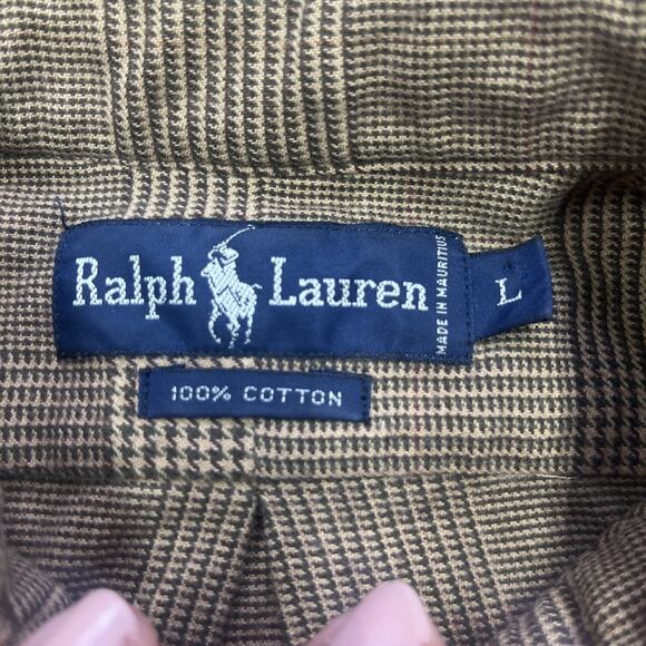 Vintage 90s Ralph Lauren Glen Plaid Flannel Shirt Size Large Preppy Huckberry - Picture 2 of 10